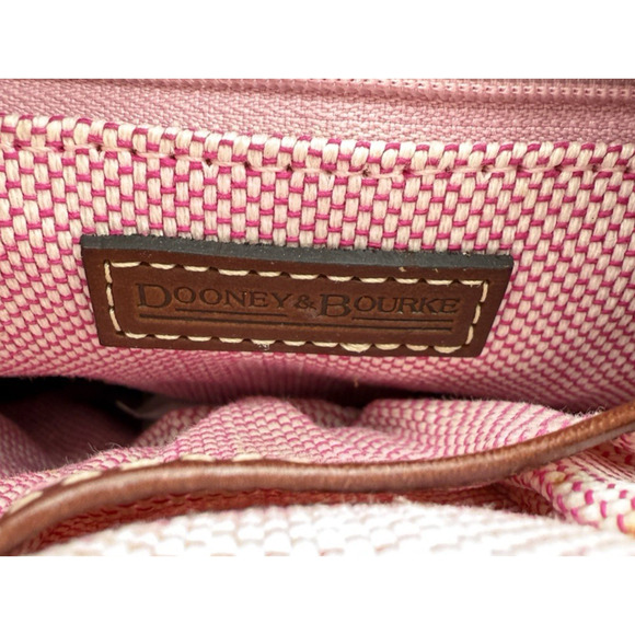 Dooney & Bourke Denim Monogram Letter Carrier Crossbody Brown Leather Trim Bag - Picture 8 of 11